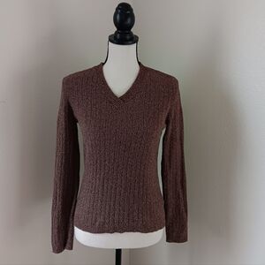 CROFT & BARROW Plush Brown V-Neck Sweater